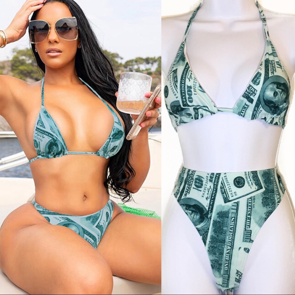 Fashion Money Note Printed Bikini - Picture 1 of 9